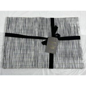 Envogue Set of Six Placemats Indoor/Outdoor Silvery/Gold Woven Vinyl 13"x19" New
